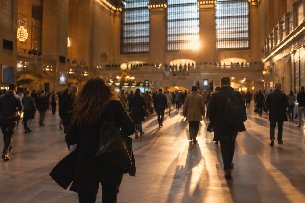 Commuters crossing the main concourse during the evening rush at Grand Central Terminal