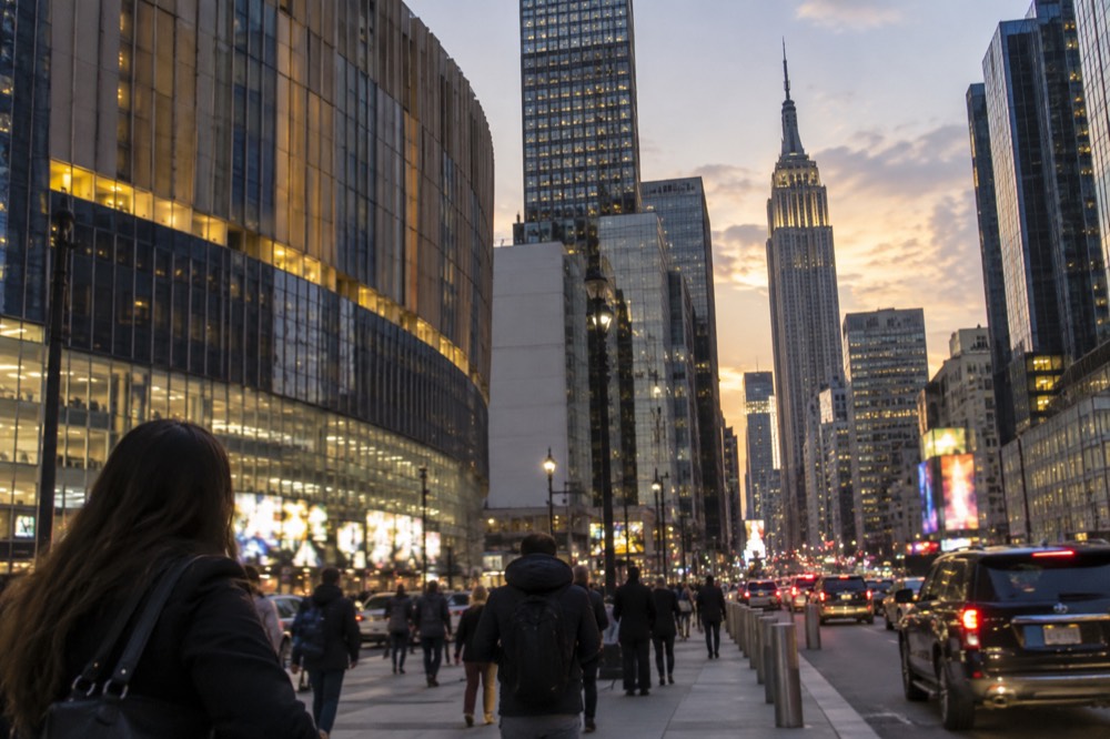 Evening light on the Midtown skyline as seen from the streets around Madison Square Garden