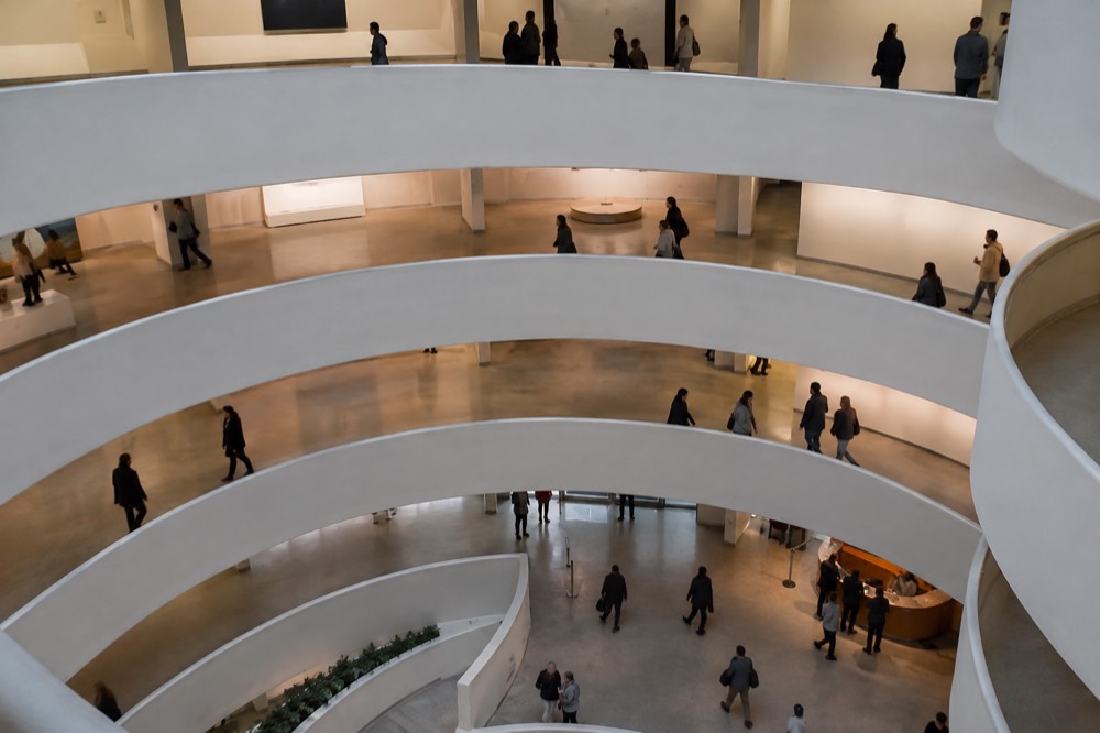 The spiral ramp inside the Guggenheim Museum on the Upper East Side