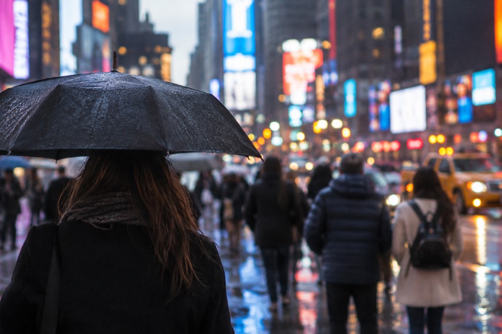Evening crowds and illuminated billboards in Times Square